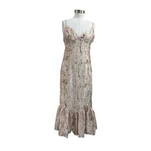 Storia Cream Floral Ruffle Tiered Maxi Dress Cottagecore Romantic Size L